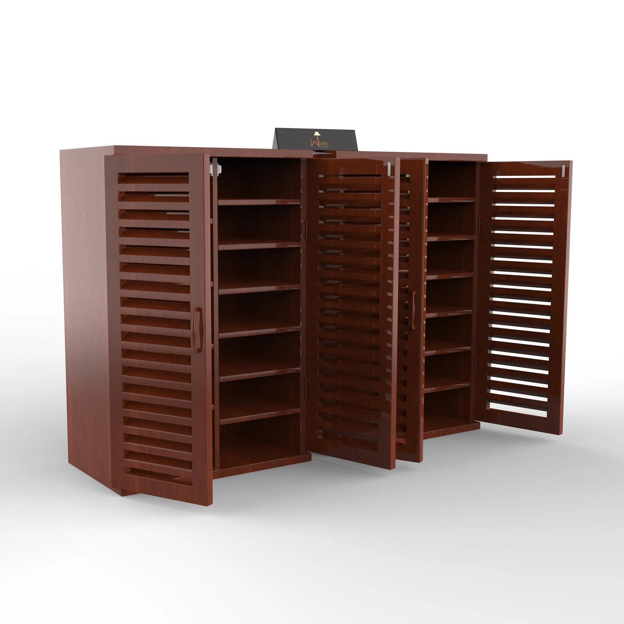 Wooden Double Shoe Rack Cabinet In Teak Wood - Wooden Twist UAE