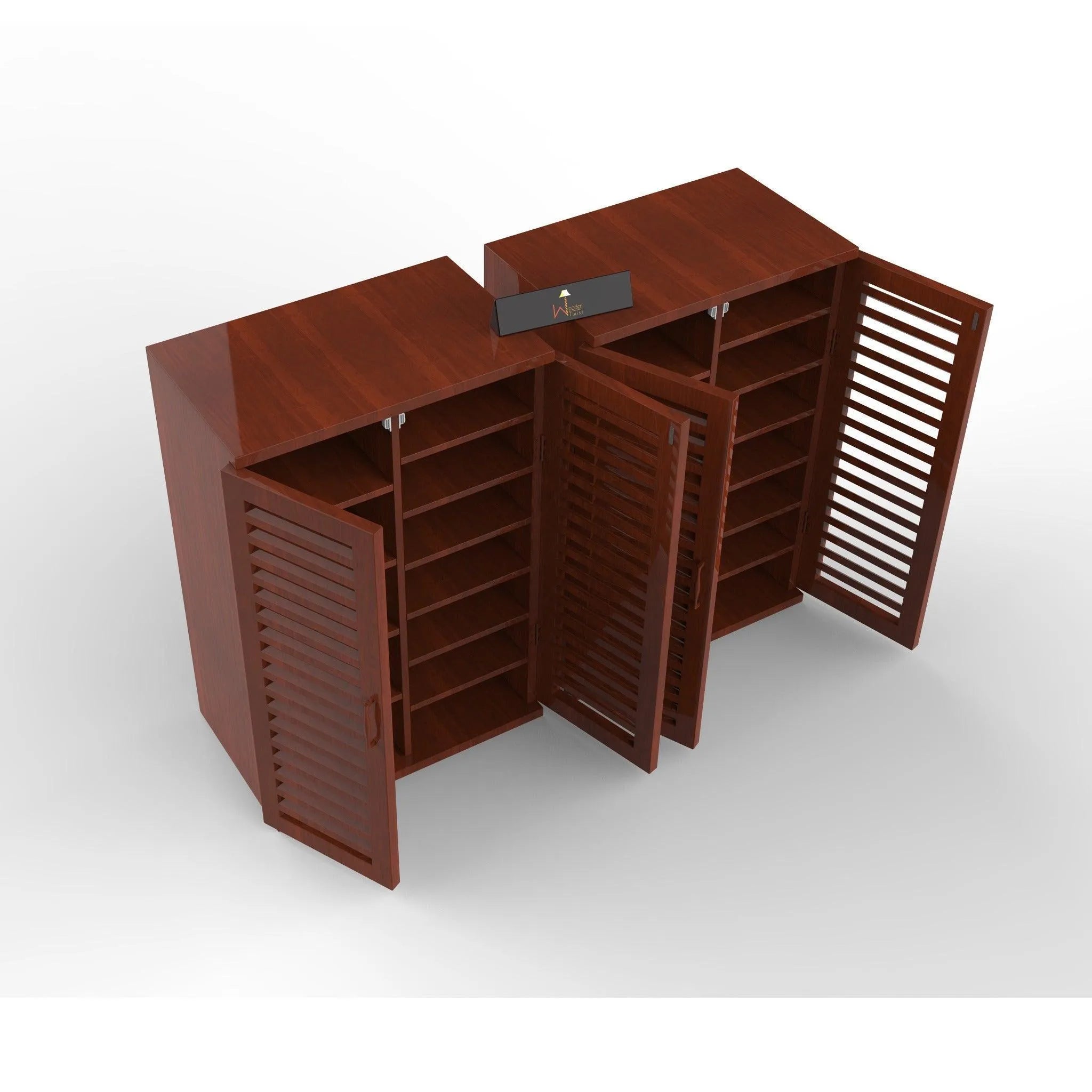 Wooden Double Shoe Rack Cabinet In Teak Wood - Wooden Twist UAE