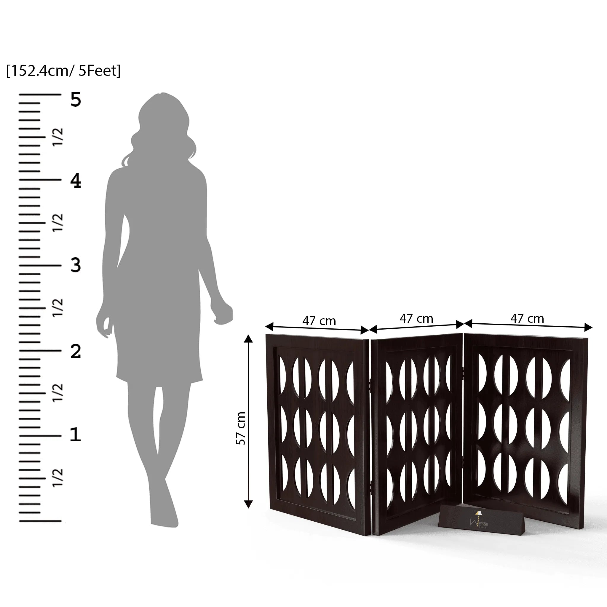 Wooden Portable Safety Pet Fence Gate Partition For Kids (3 Panel) - Wooden Twist UAE