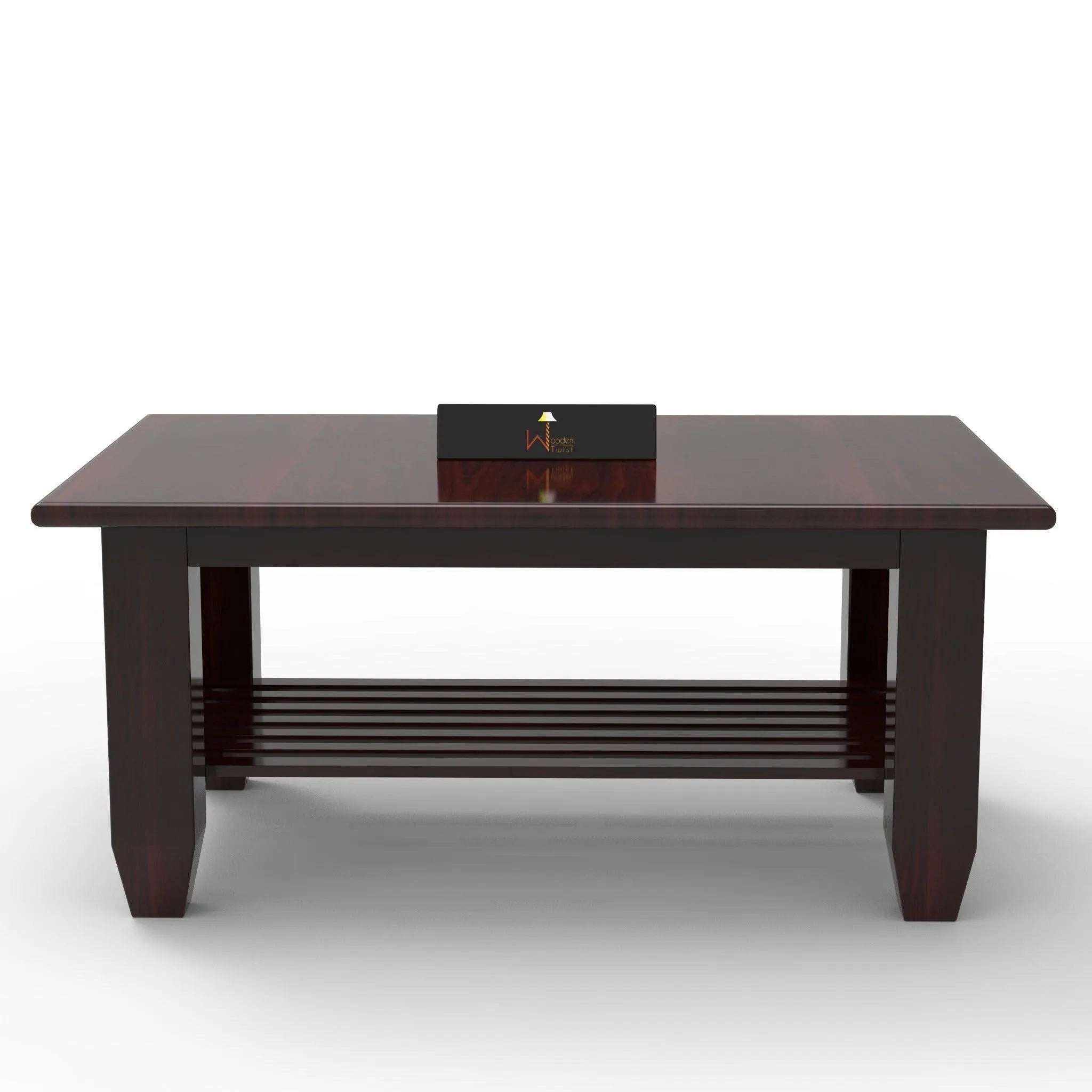 Handmade Teak Wood Coffee Table with Walnut Finish - Wooden Twist UAE