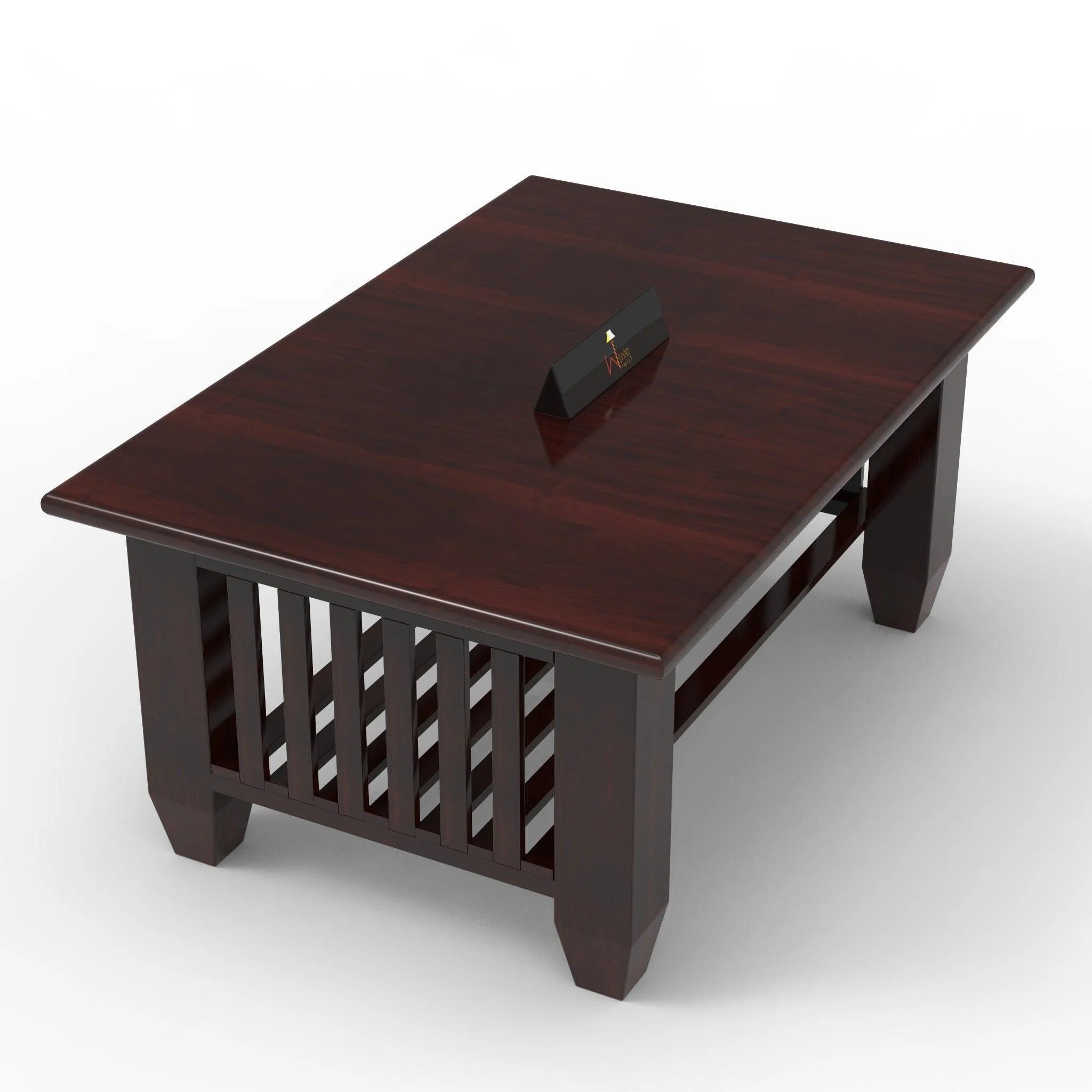 Handmade Teak Wood Coffee Table with Walnut Finish - Wooden Twist UAE