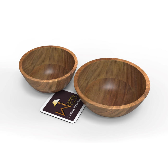 Elegant Acaciawood Wooden Bowl ( Set of 2 ) - Wooden Twist UAE