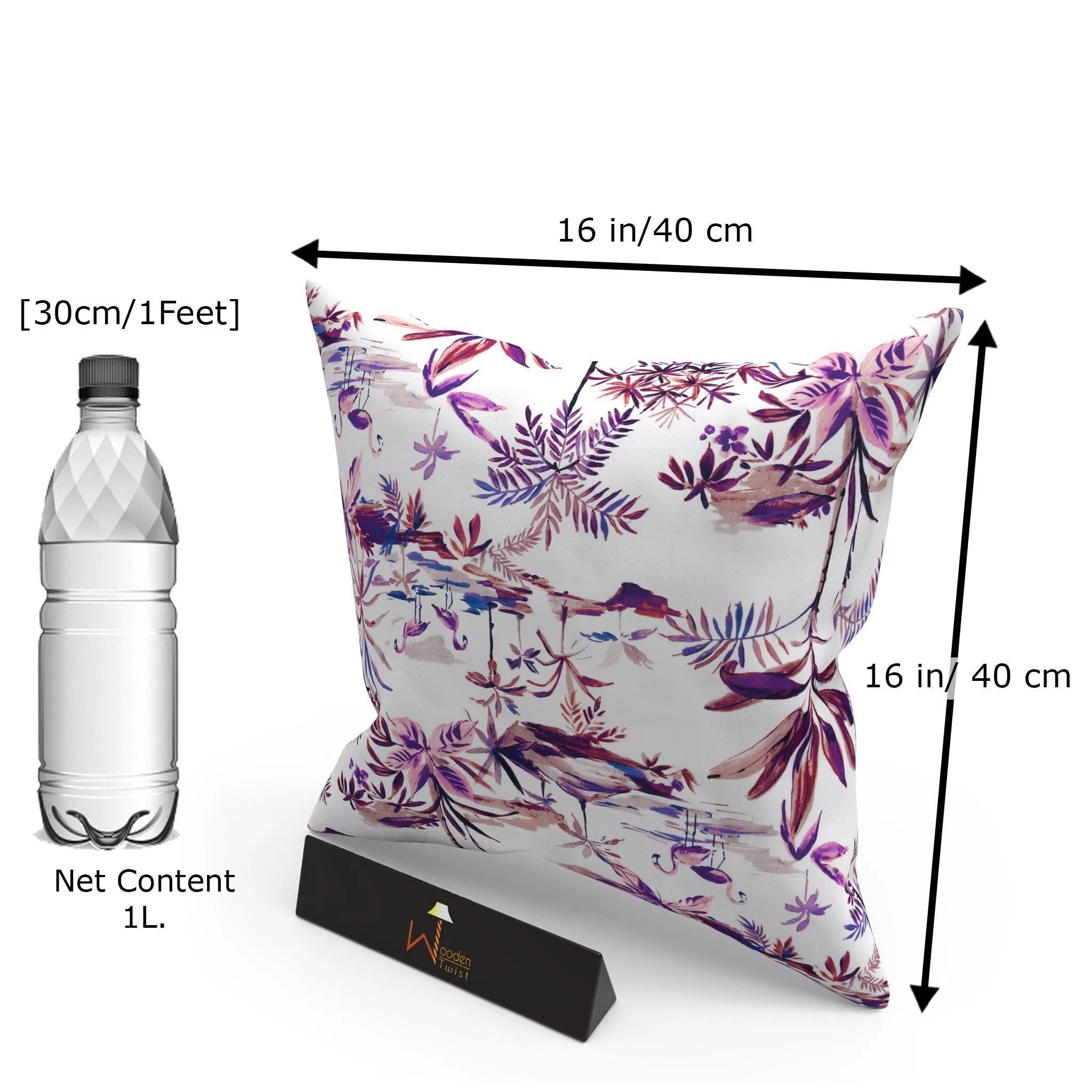 Square Reposa Floral Printed Velvet Fabric Cushion Cover - Wooden Twist UAE