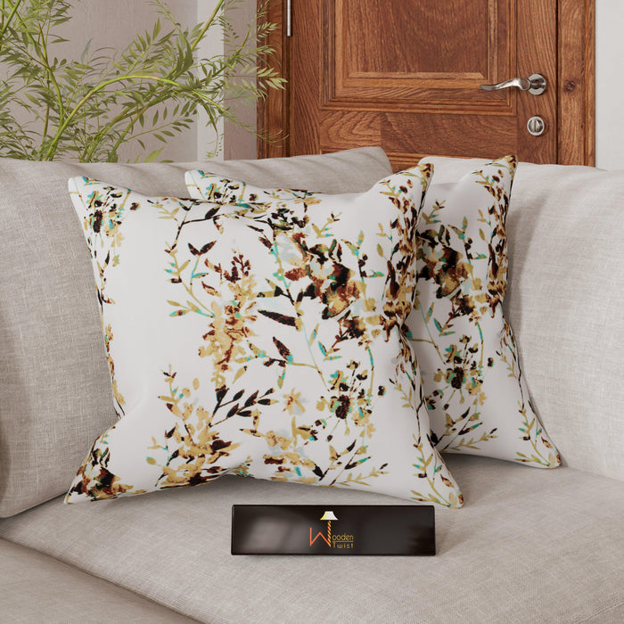 Gardenia Natural Velvet Fabric Cushion Cover - Wooden Twist UAE