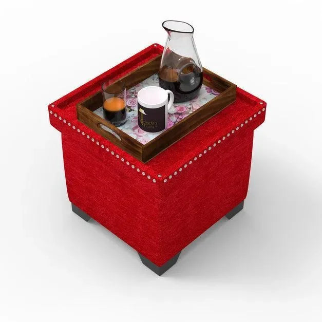 Eccentric Stool Cum End Table with Storage - Wooden Twist UAE