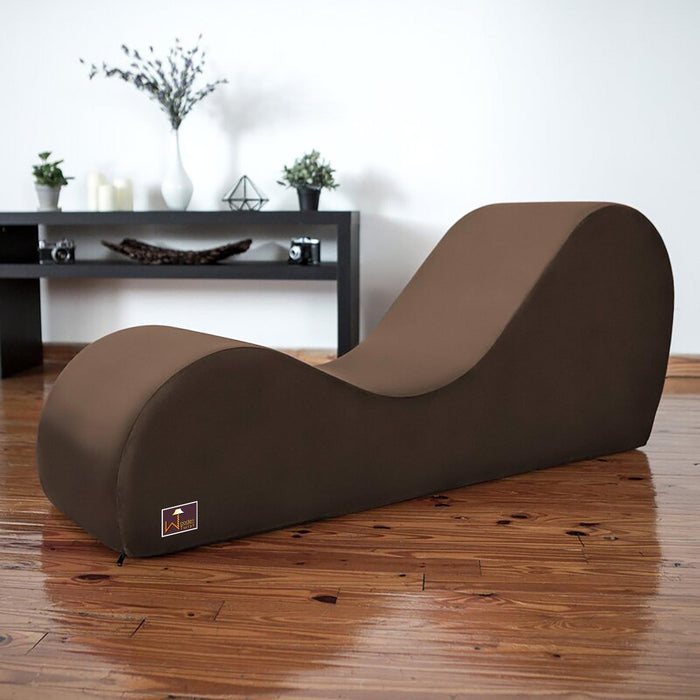 Wooden Armless Modern Chaise Lounge (Brown Polyester)