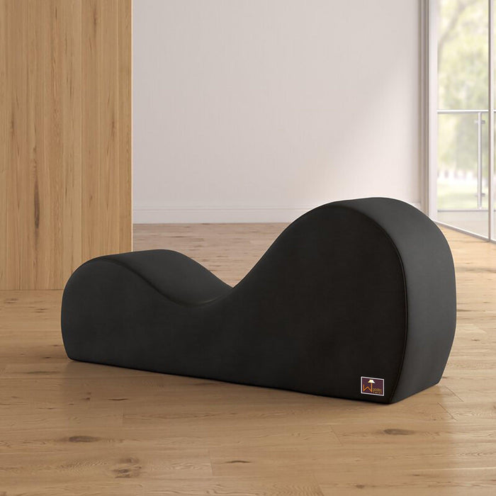 Wooden Armless Modern Chaise Lounge (Black Polyester)
