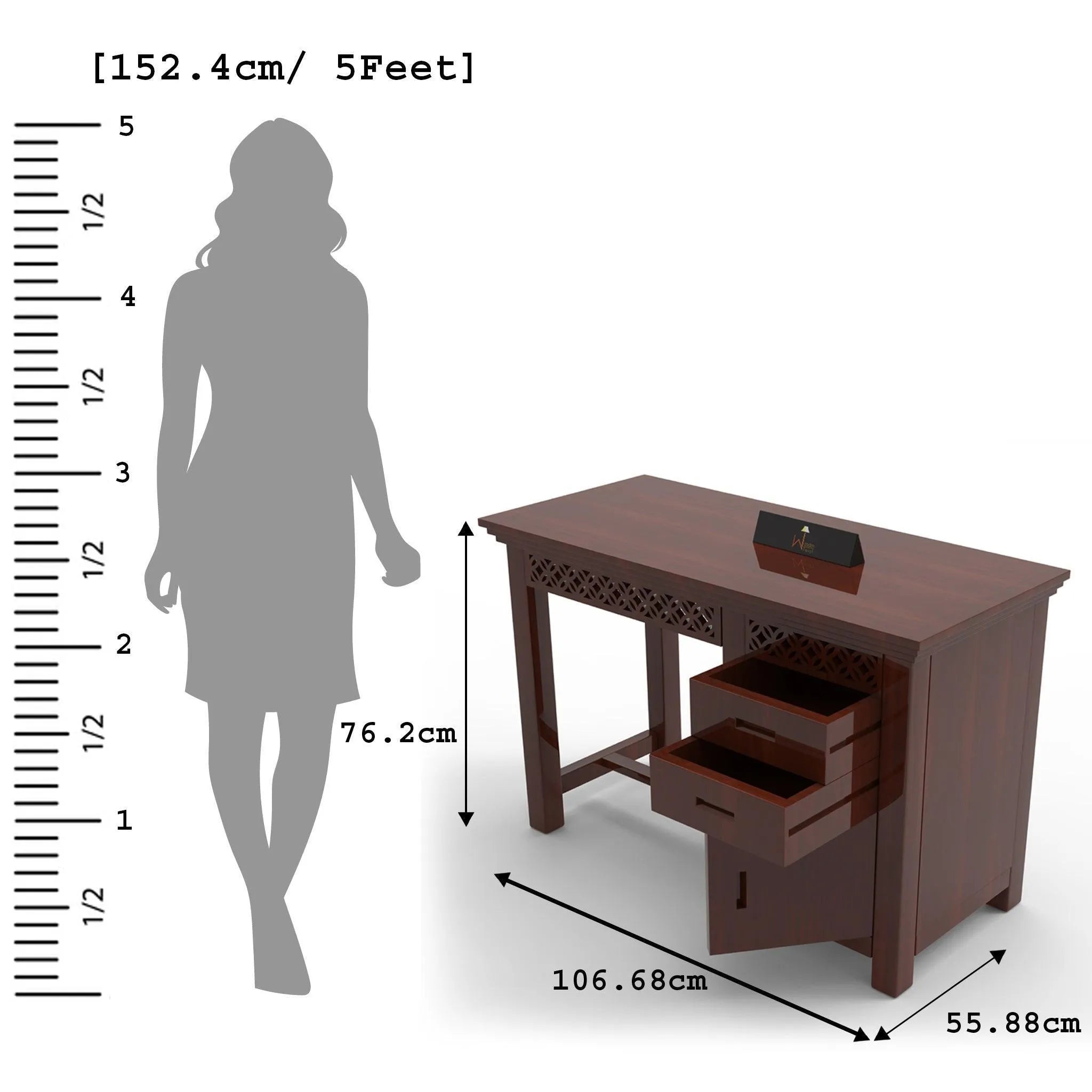 Forte Study Table & Chair Crafted in Premium Teak Wood - Wooden Twist UAE