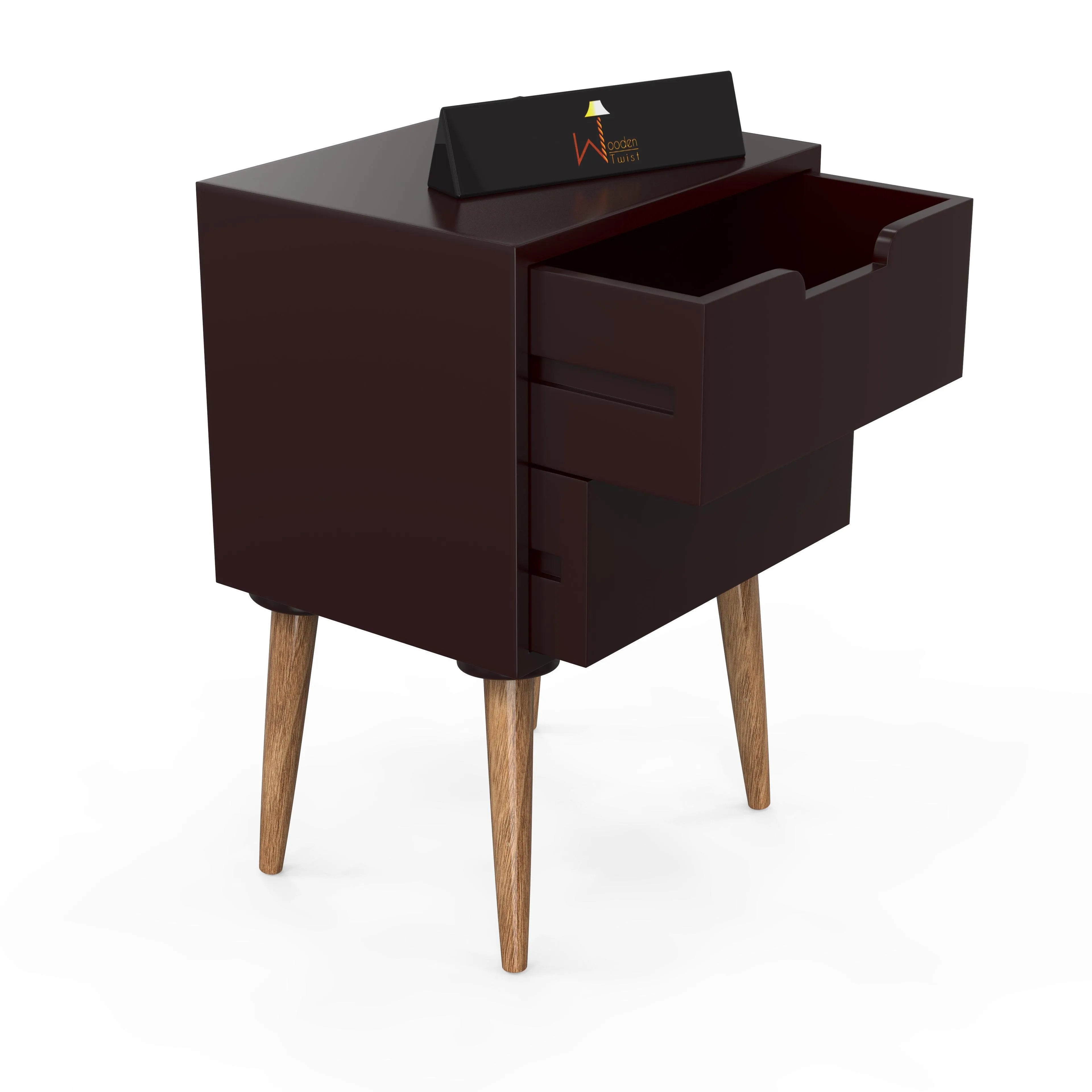 Amazing Bedside Table with Two Drawers (Brown) - Wooden Twist UAE