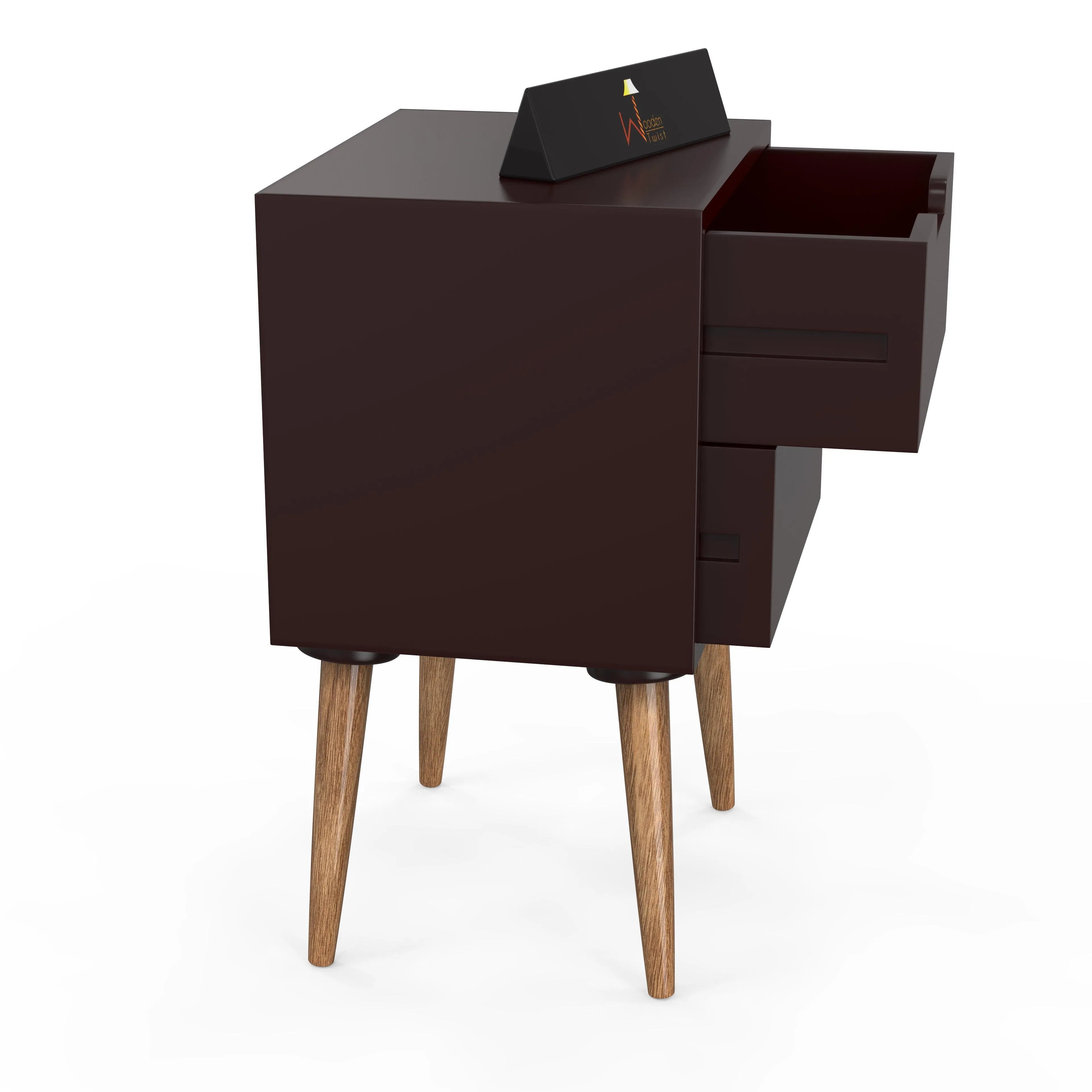 Amazing Bedside Table with Two Drawers (Brown) - Wooden Twist UAE