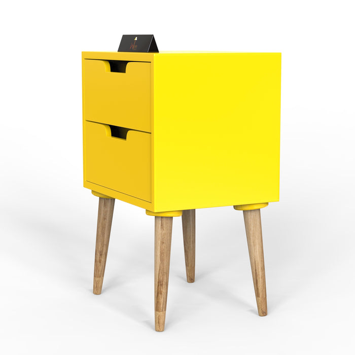 Amazing Bedside Table with Two Drawers (Yellow) - Wooden Twist UAE
