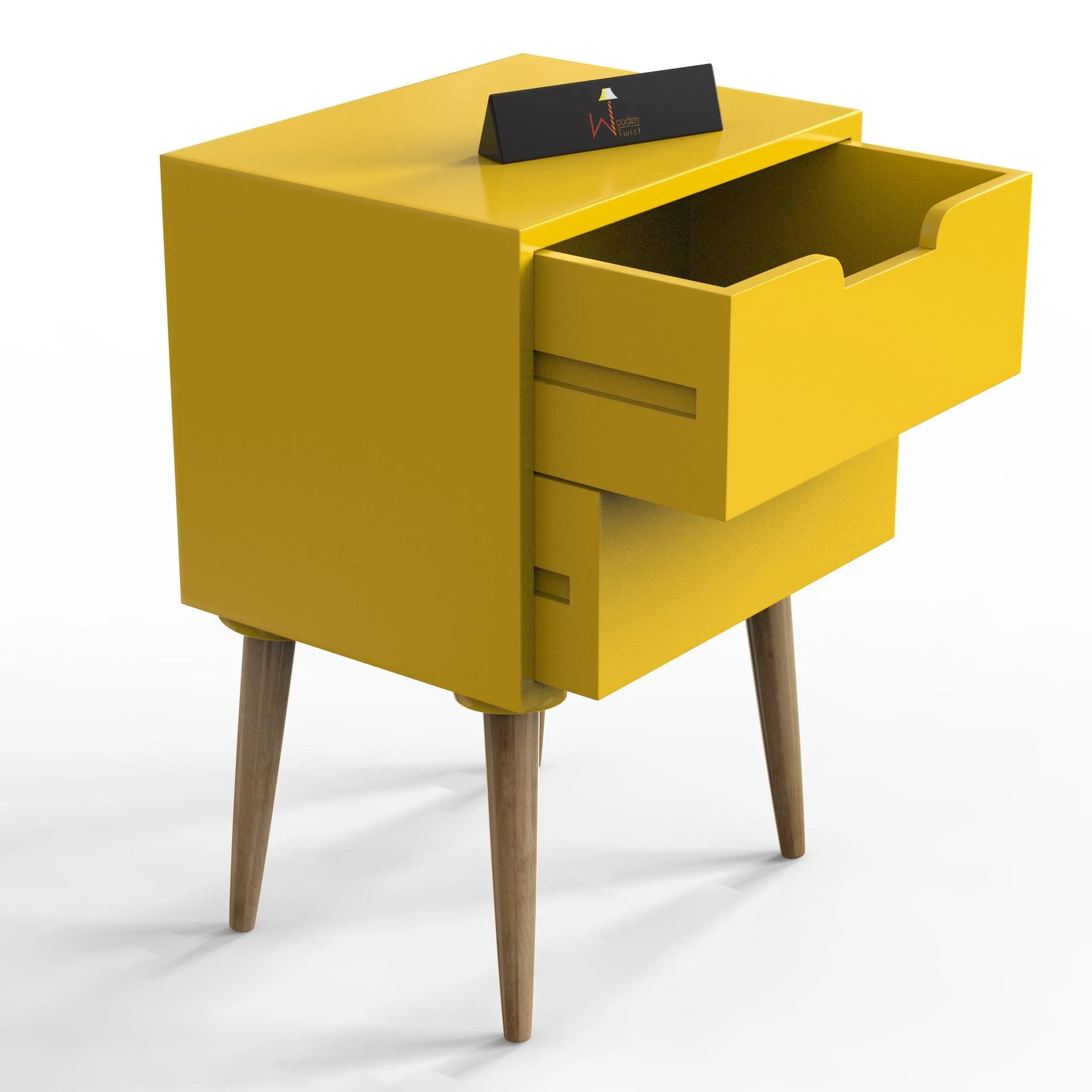 Amazing Bedside Table with Two Drawers (Yellow) - Wooden Twist UAE