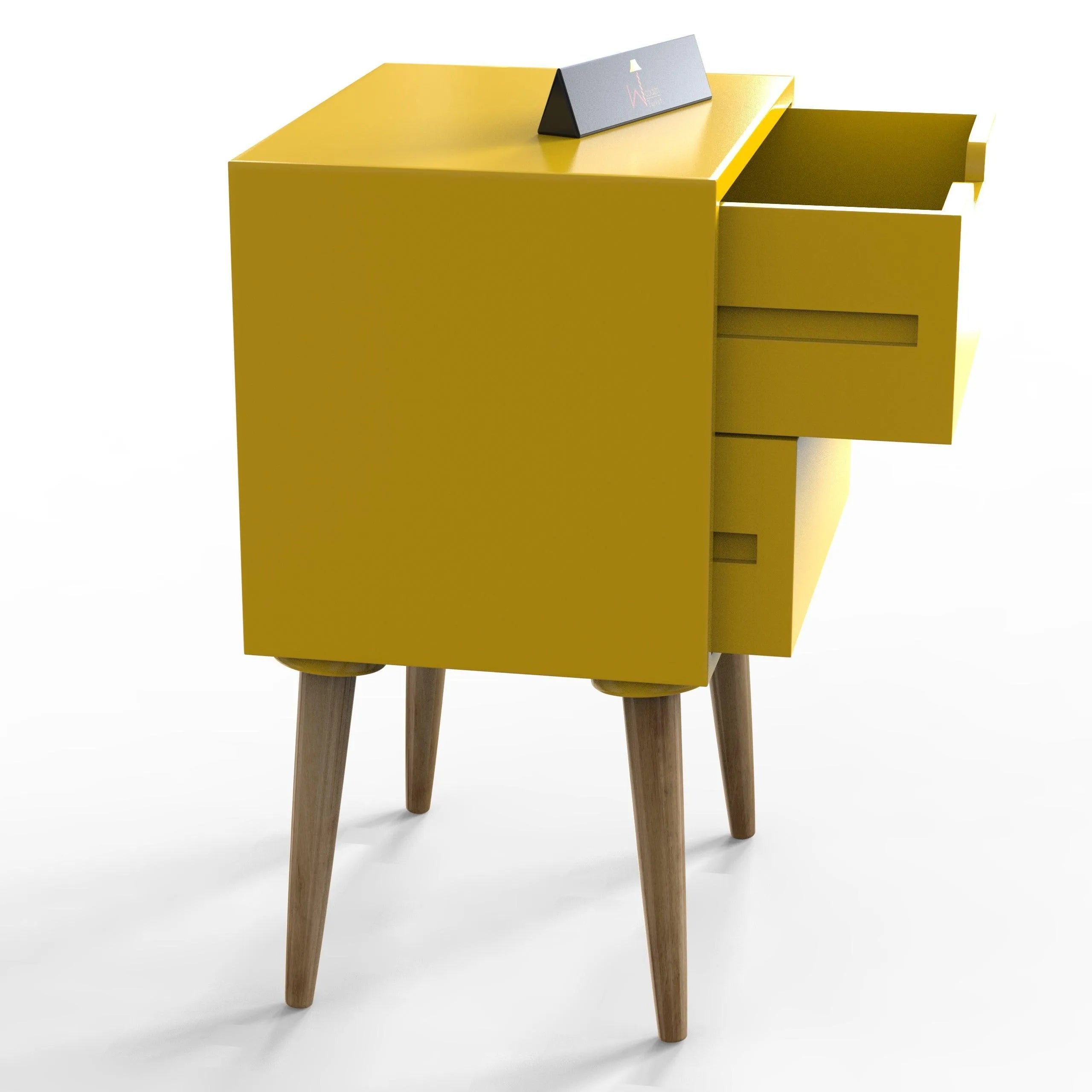 Amazing Bedside Table with Two Drawers (Yellow) - Wooden Twist UAE