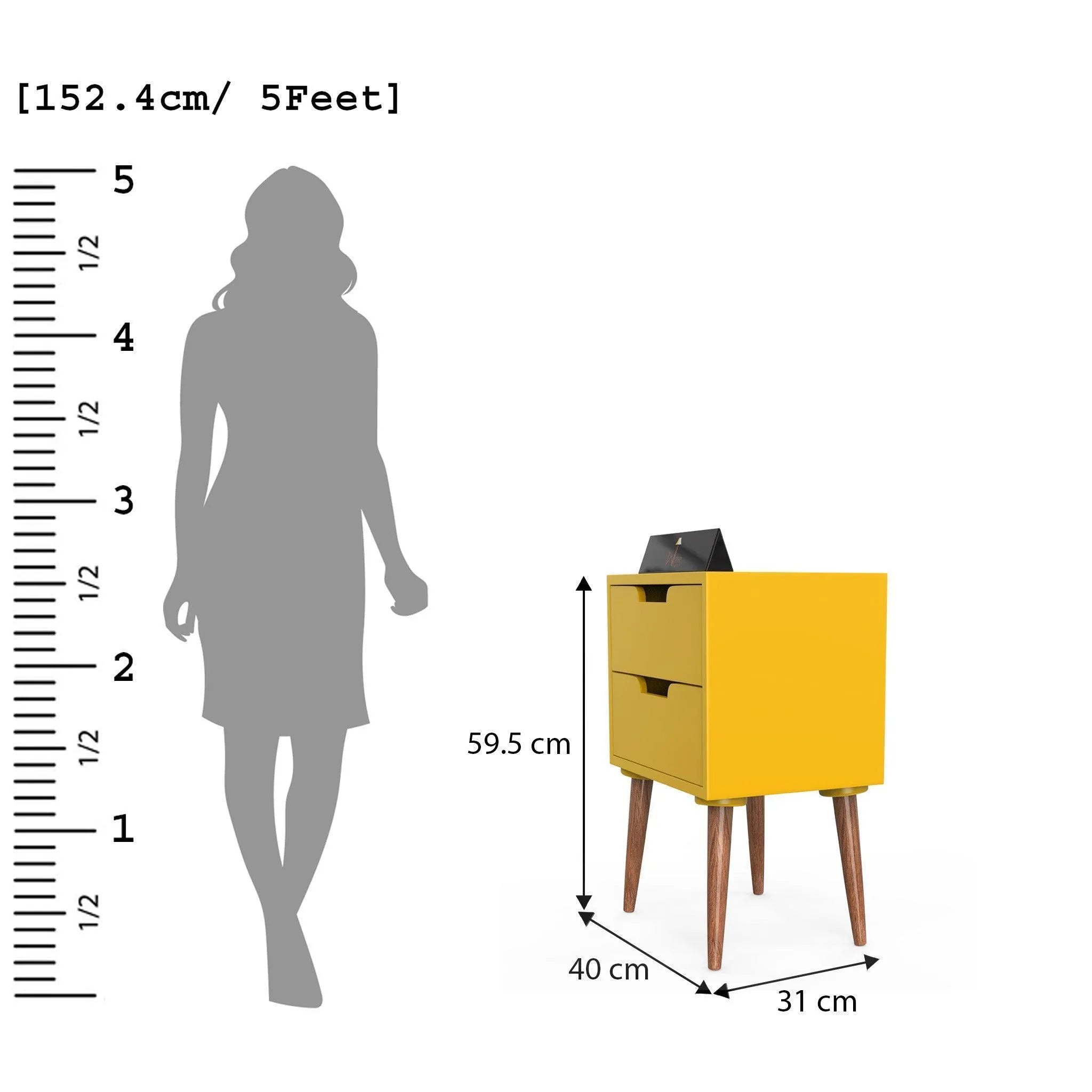 Amazing Bedside Table with Two Drawers (Yellow) - Wooden Twist UAE