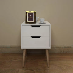 Amazing Nightstand Bedside Table with Two Drawers (White) - Wooden Twist UAE