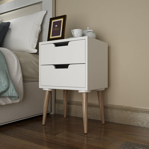 Amazing Nightstand Bedside Table with Two Drawers (White) - Wooden Twist UAE