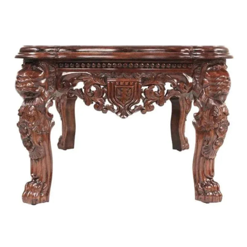 Handmade Carving Mahogany Finish Coffee Table - Wooden Twist UAE