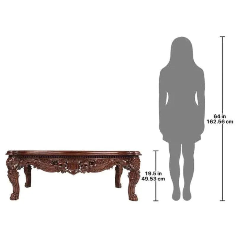 Handmade Carving Mahogany Finish Coffee Table - Wooden Twist UAE