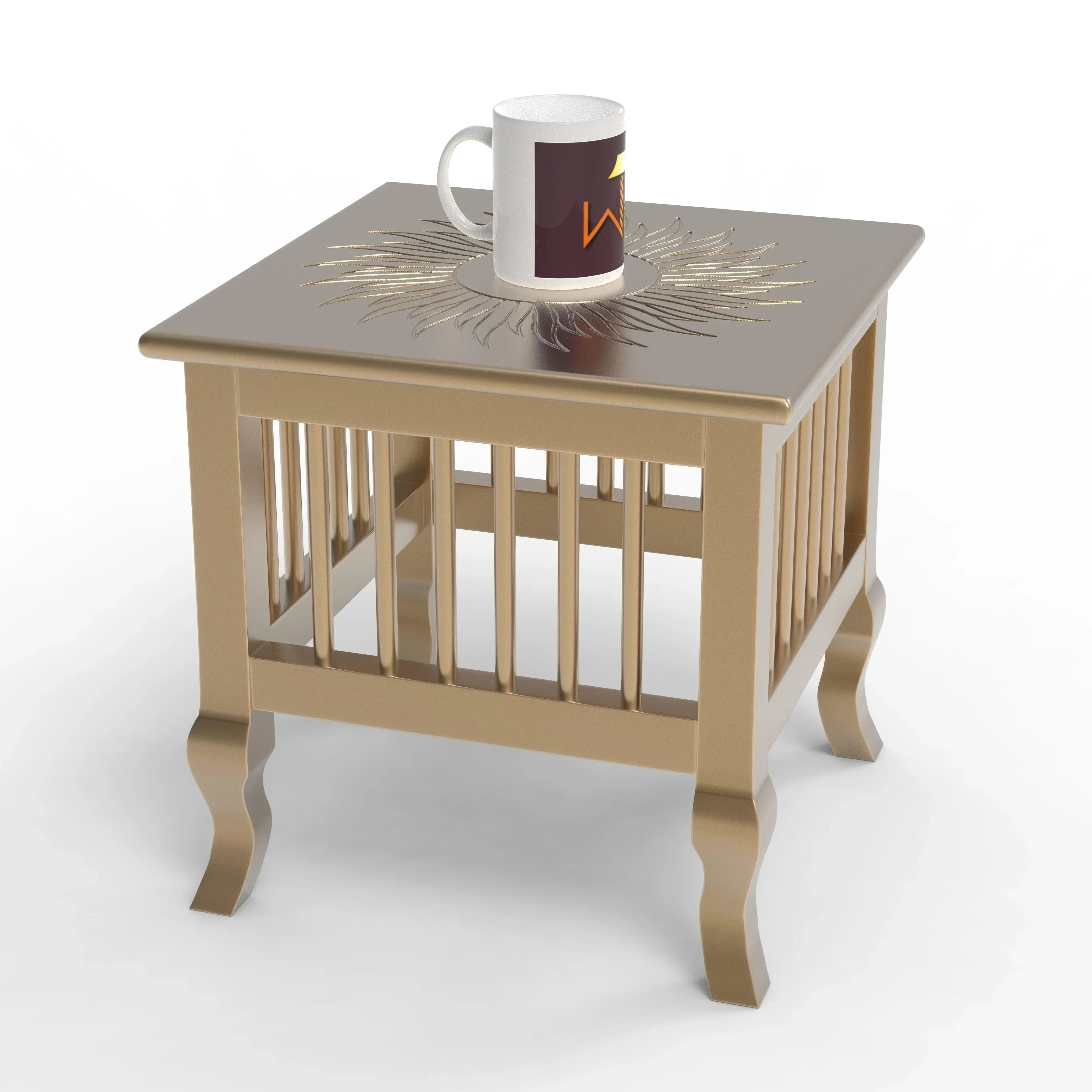 Wooden Twist Mango Wood Handmade Carving Classic Side Table for Living Room - Wooden Twist UAE