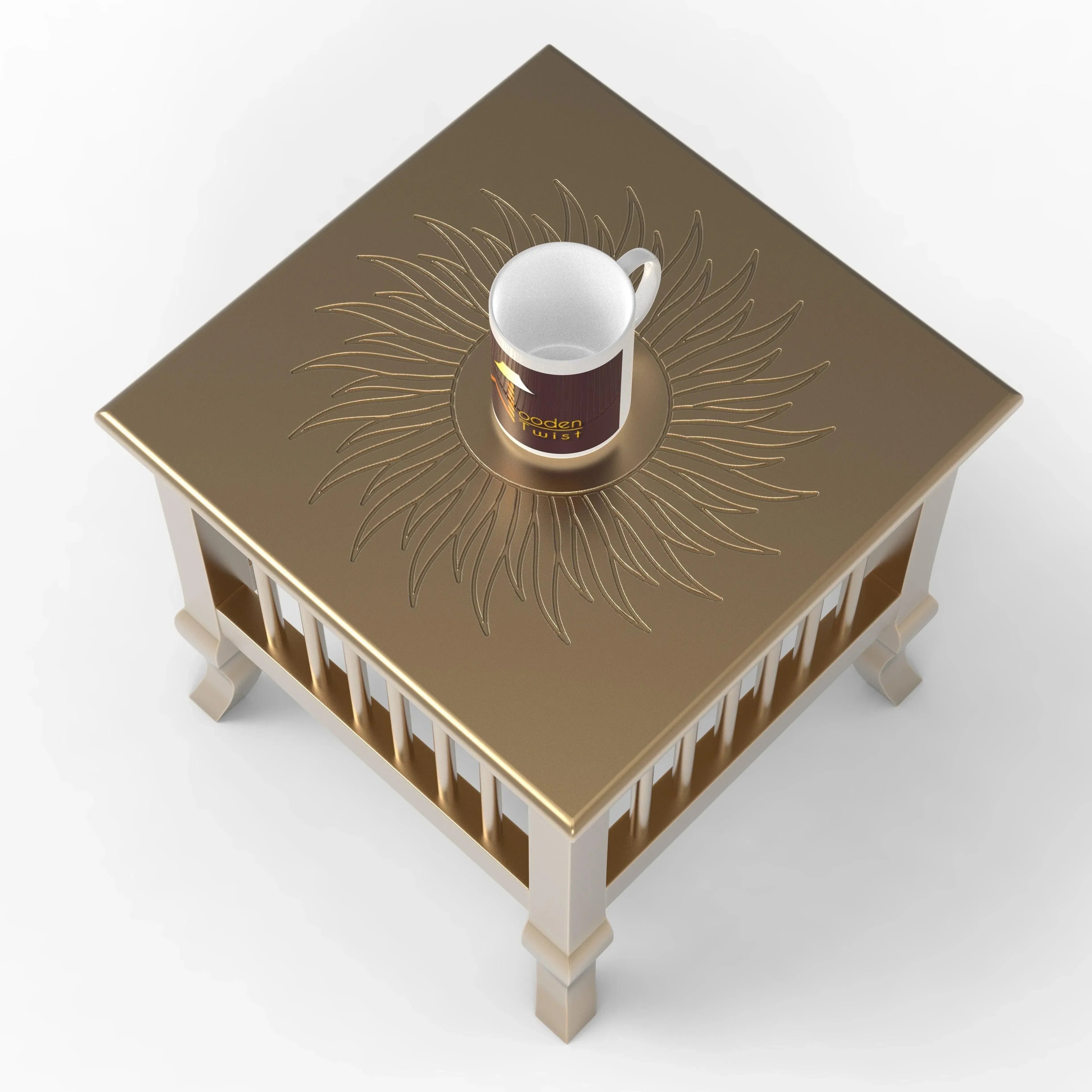 Wooden Twist Mango Wood Handmade Carving Classic Side Table for Living Room - Wooden Twist UAE