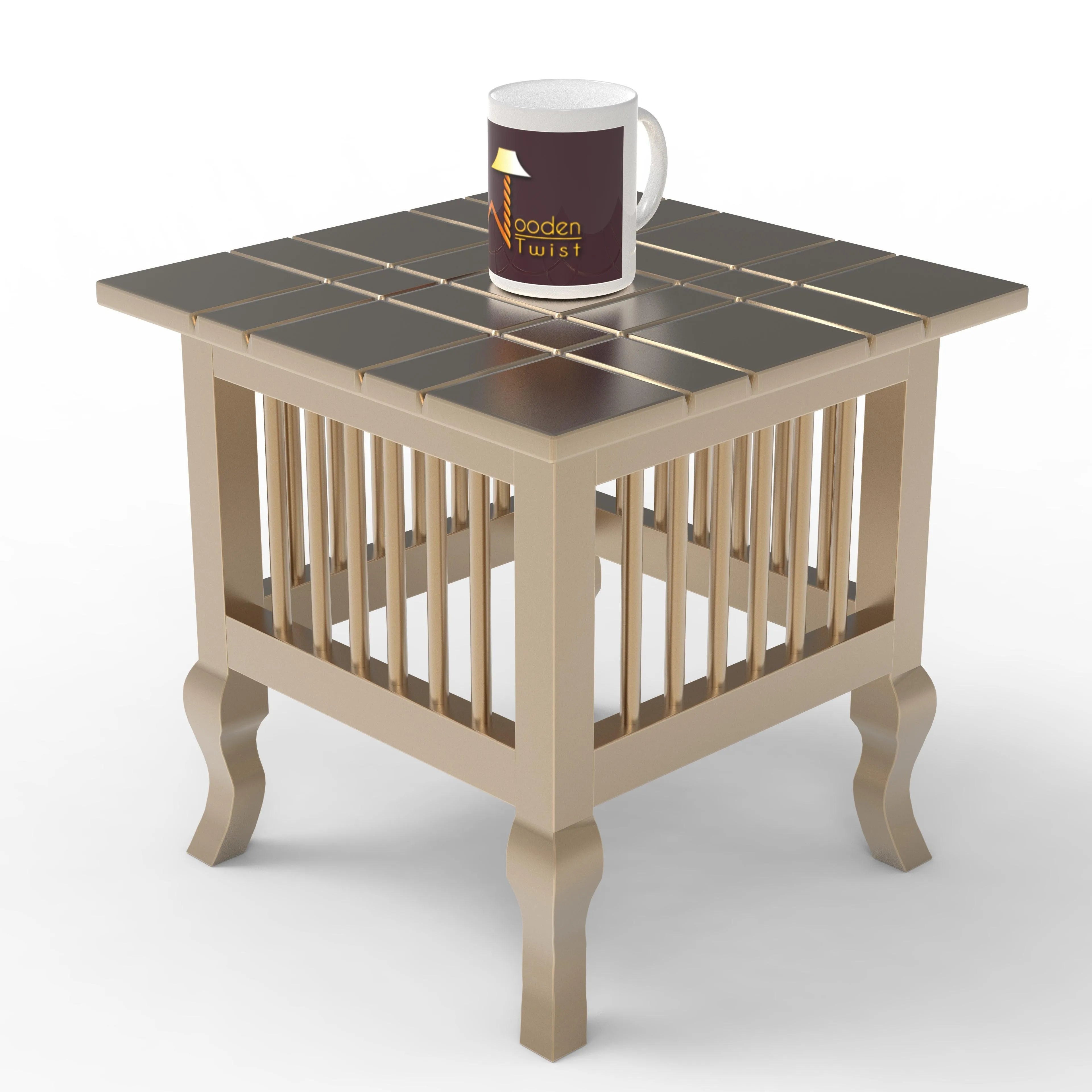 Beautiful Wooden End Table - Wooden Twist UAE