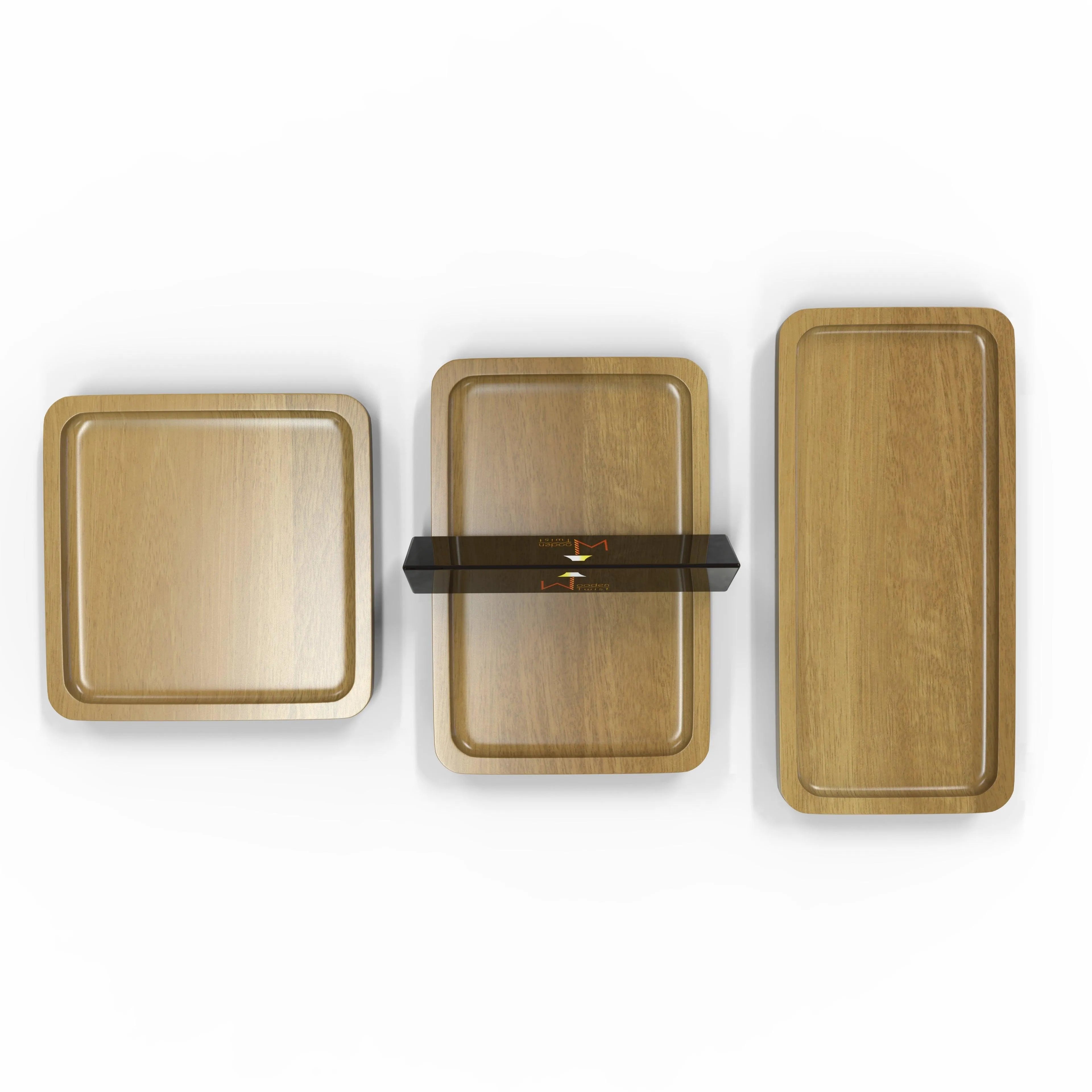 Wooden Serving Tray Plate (Set of 3) - Wooden Twist UAE