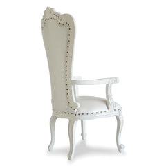 Luxurious High Back Throne Chair (Silver) - Wooden Twist UAE