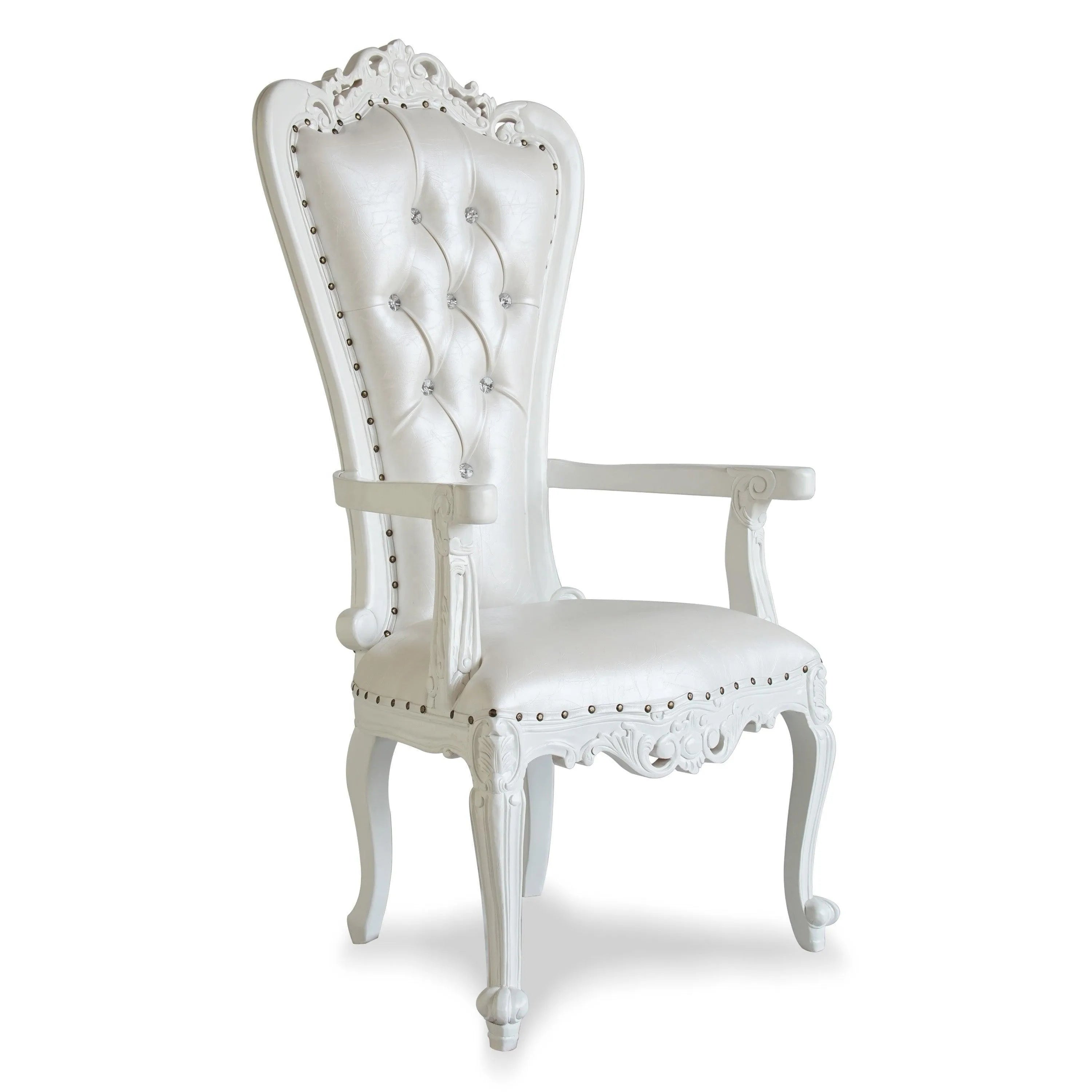 Luxurious High Back Throne Chair (Silver) - Wooden Twist UAE