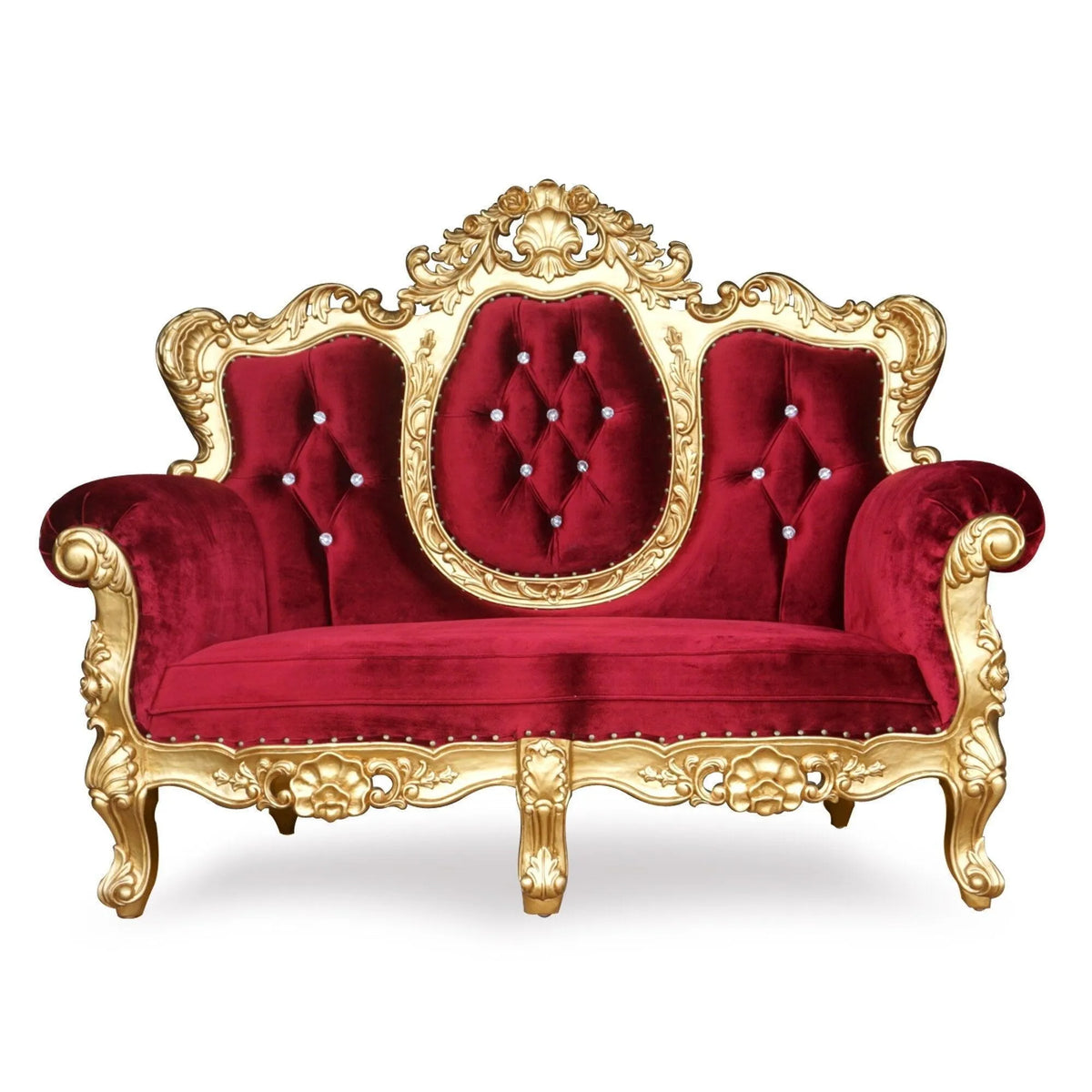 Love Seat Wedding Golden High Back Throne Chair (2 Seater) - Wooden Twist UAE