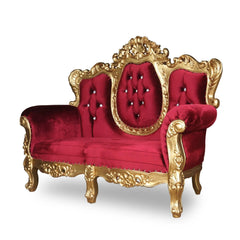 Love Seat Wedding Golden High Back Throne Chair (2 Seater) - Wooden Twist UAE