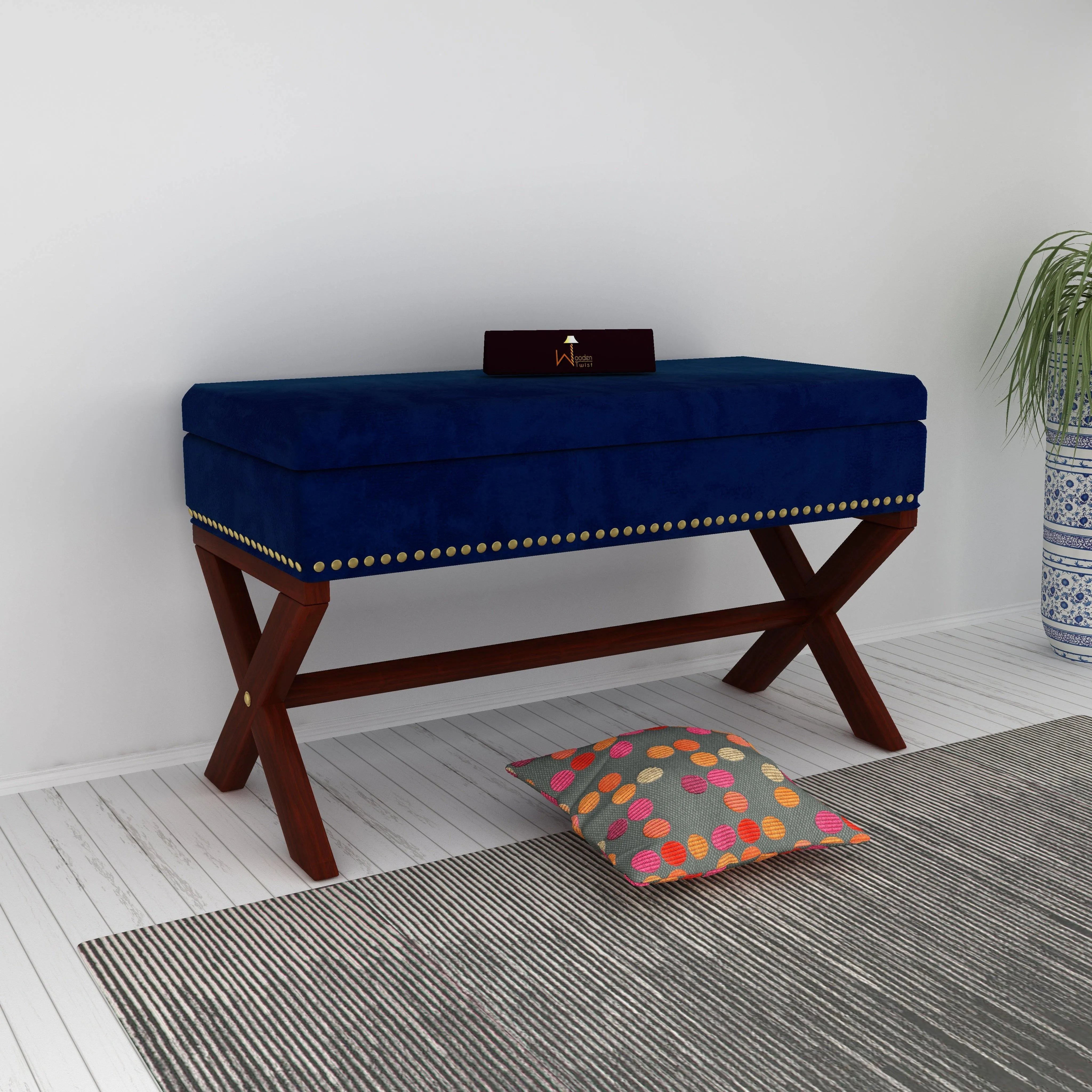 Rectangle Bench Storage in Ottoman Style, for Entryway or Living Room - WoodenTwist