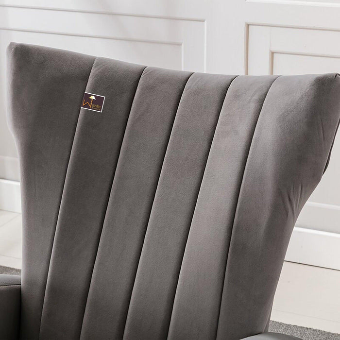 Wooden Velvet Accent Rocking Chair (Grey)