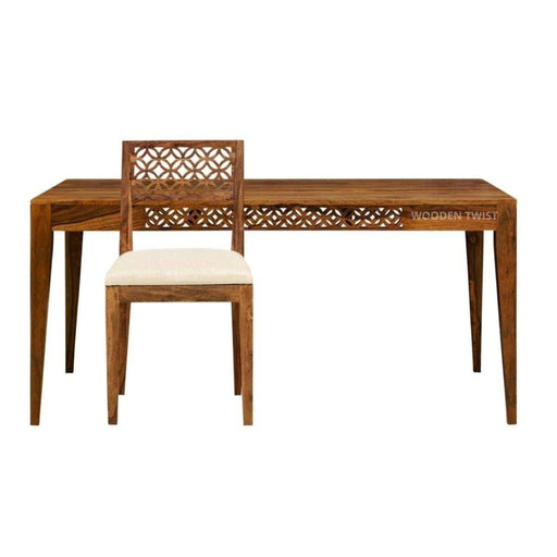 Premium Teak Wood Designer Dining Table With Cushioned Chair - Wooden Twist UAE
