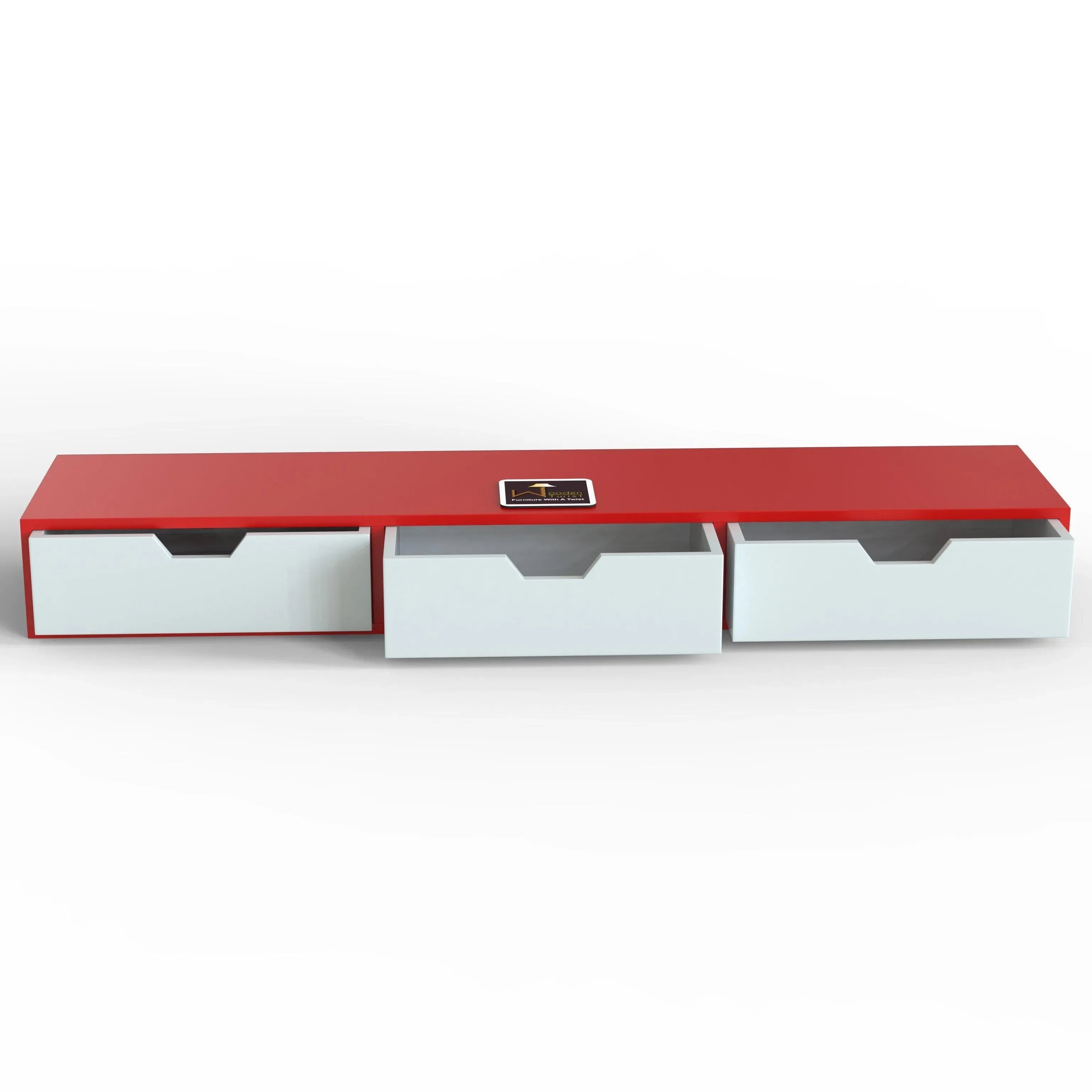 Wooden Twist Exclusively Launched Engineered Wood Wall Mounted TV Unit, Cabinet Stand, with 3 Drawers Wall Shelf for Living Room - Wooden Twist UAE