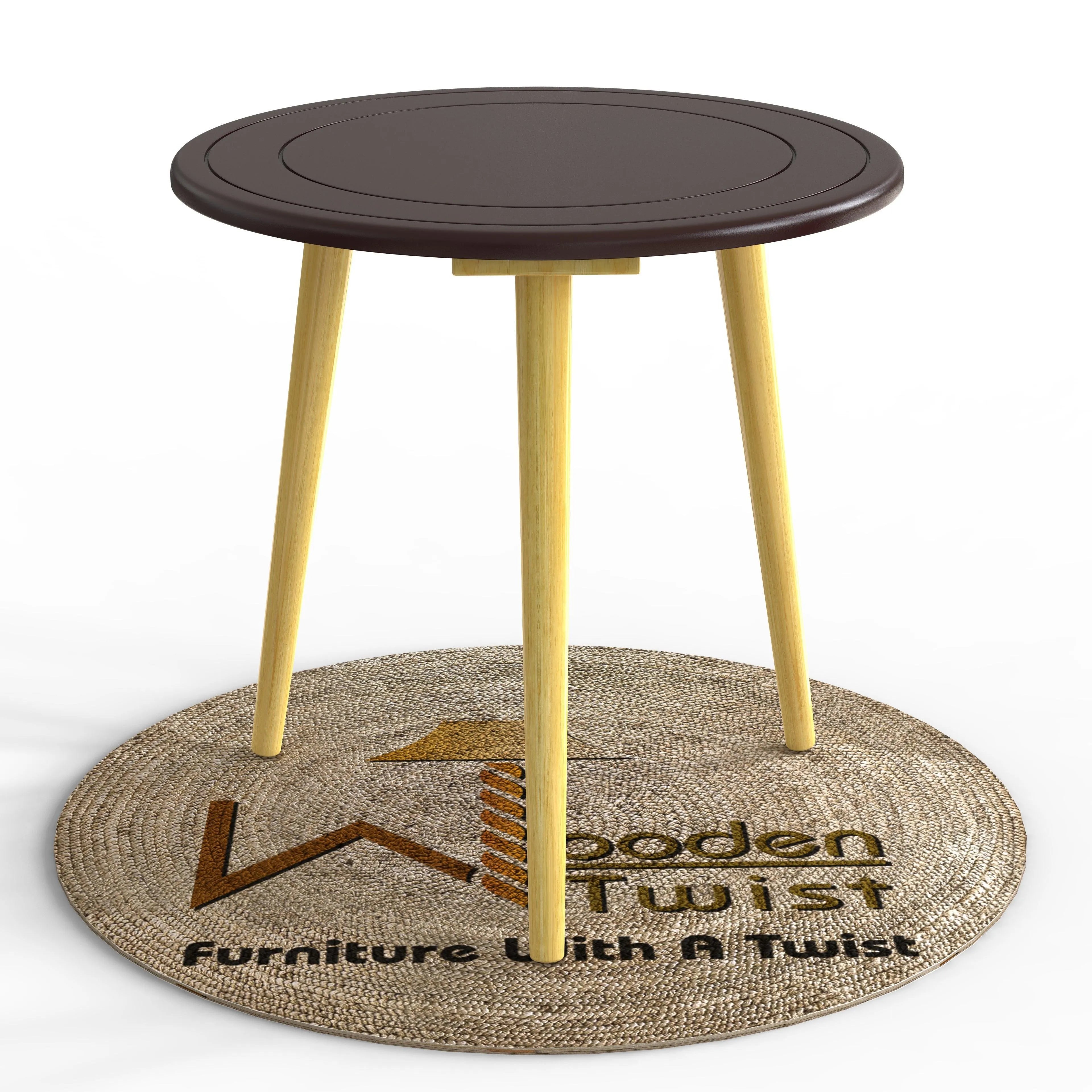 Wooden Twist Small Foldable Solid Wood Round End Table - Wooden Twist UAE