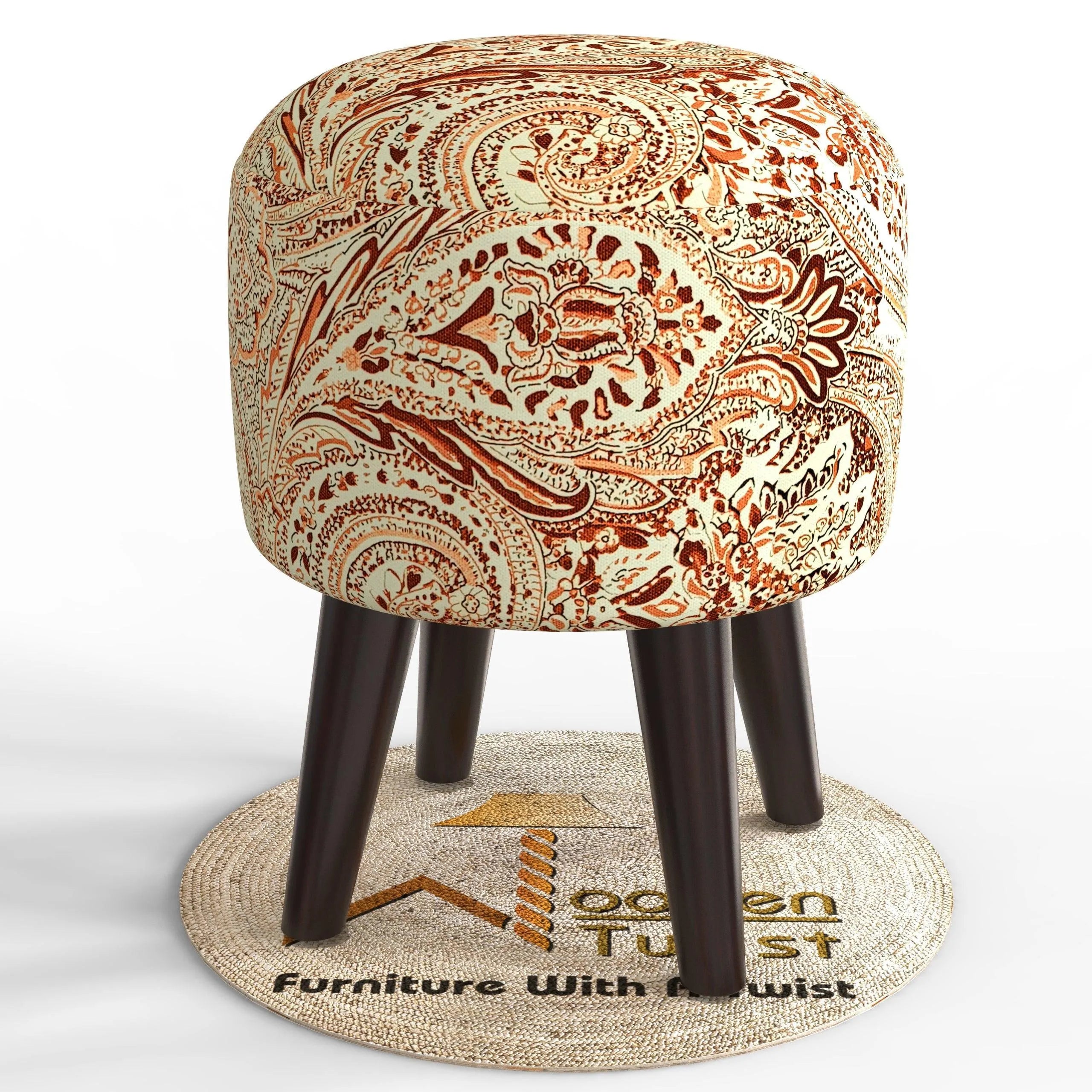 Wooden Twist Puffy Ottoman Stool For Living Room Pack Of 1 - Wooden Twist UAE