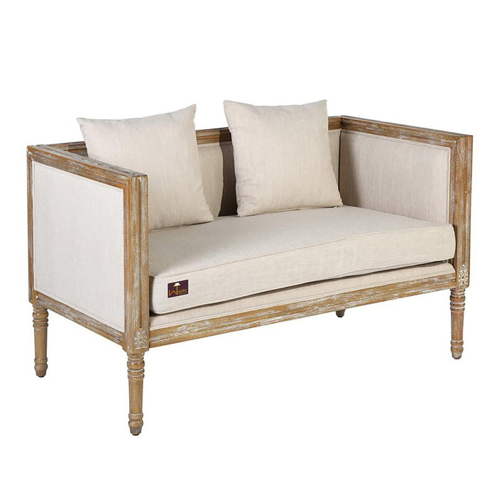 Square Arm Loveseat with Reversible Cushions Bench (Beige)