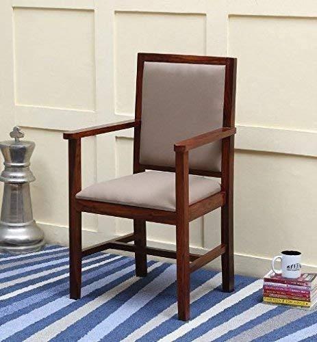 Wood Standard Arm Cushioned Comfort Back Rest Seating Chair (Sheesham Wood)