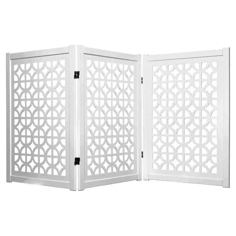 Wooden Portable Safety Pet Fence Gate Partition For Kids & Dogs (White) - Wooden Twist UAE