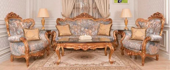 Classic Carved Sofa Set with Table in Premium Finish ( Maharaja Sofa ) - Wooden Twist UAE