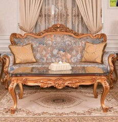 Classic Carved Sofa Set with Table in Premium Finish ( Maharaja Sofa ) - Wooden Twist UAE