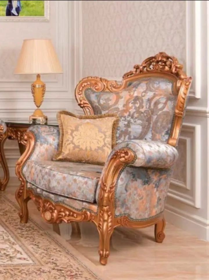 Classic Carved Sofa Set with Table in Premium Finish ( Maharaja Sofa ) - Wooden Twist UAE