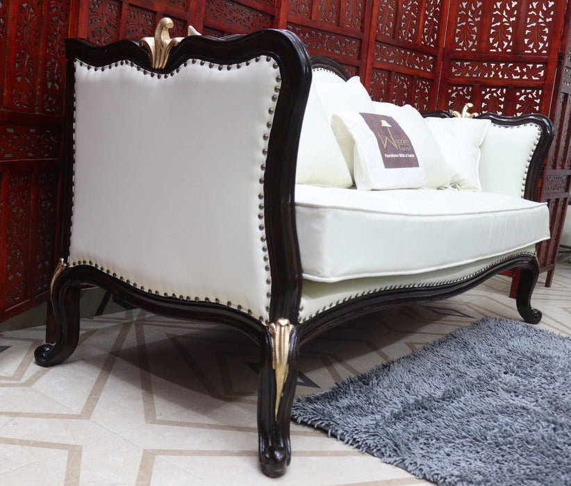 أريكة خشبية تقليدية بثلاثة مقاعد للمنزل والمكتب أريكة استراحة صالة (لمسة نهائية من خشب الجوز)