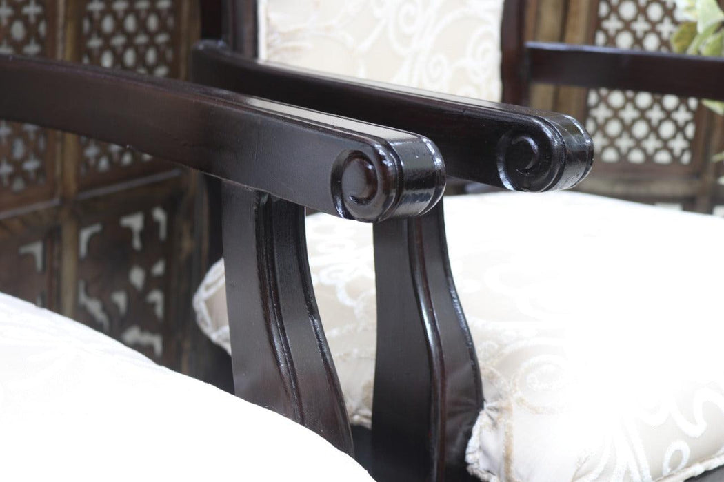 Wooden Handicrafts Arm Chair Teak Wood Walnut Finish (Set of 2) - Wooden Twist UAE