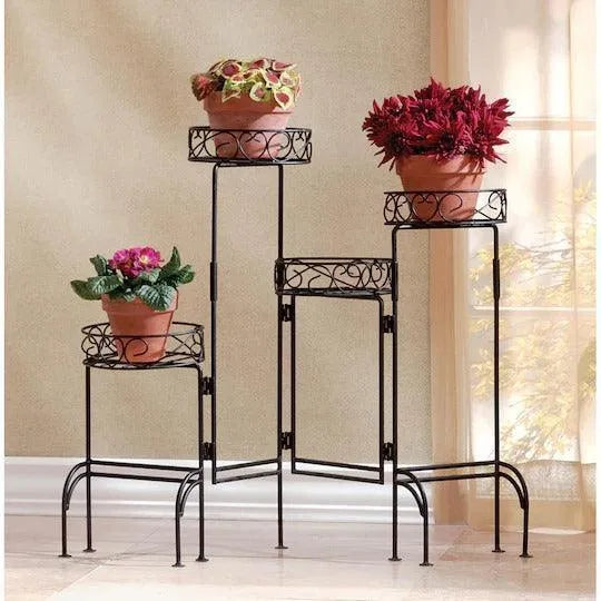 Modern Design Four-Tier Planter Stand Wrought Iron (Black) - Wooden Twist UAE