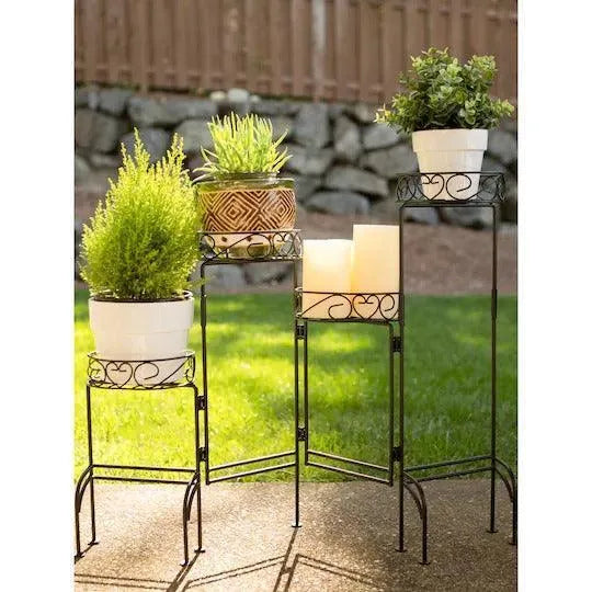 Modern Design Four-Tier Planter Stand Wrought Iron (Black) - Wooden Twist UAE