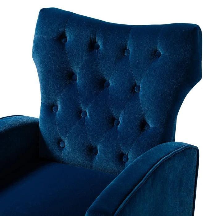 Stuffed Wide Tufted Velvet Wingback Chair for Living Room (Golden Metal Legs) - Wooden Twist UAE