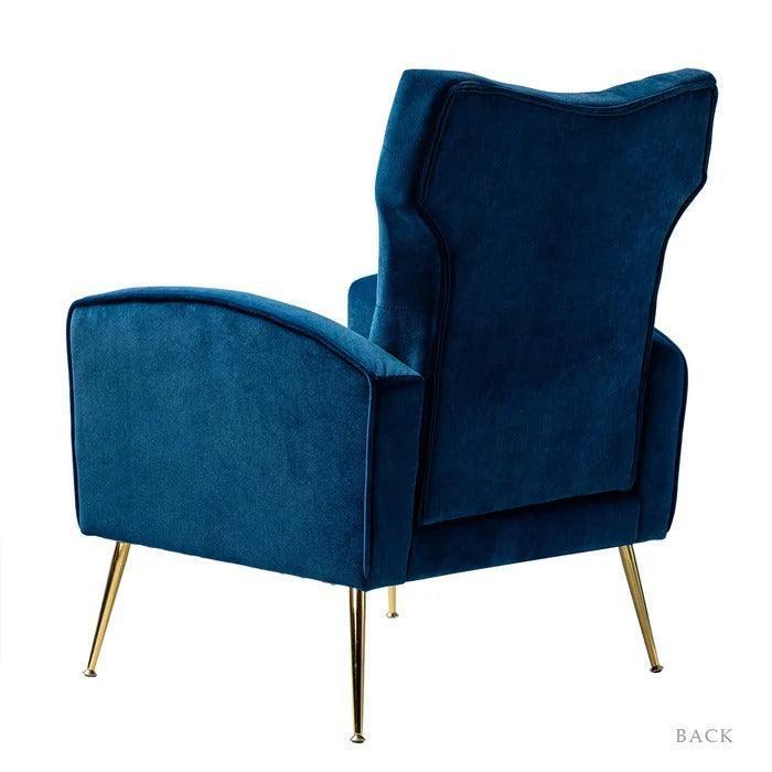 Stuffed Wide Tufted Velvet Wingback Chair for Living Room (Golden Metal Legs) - Wooden Twist UAE