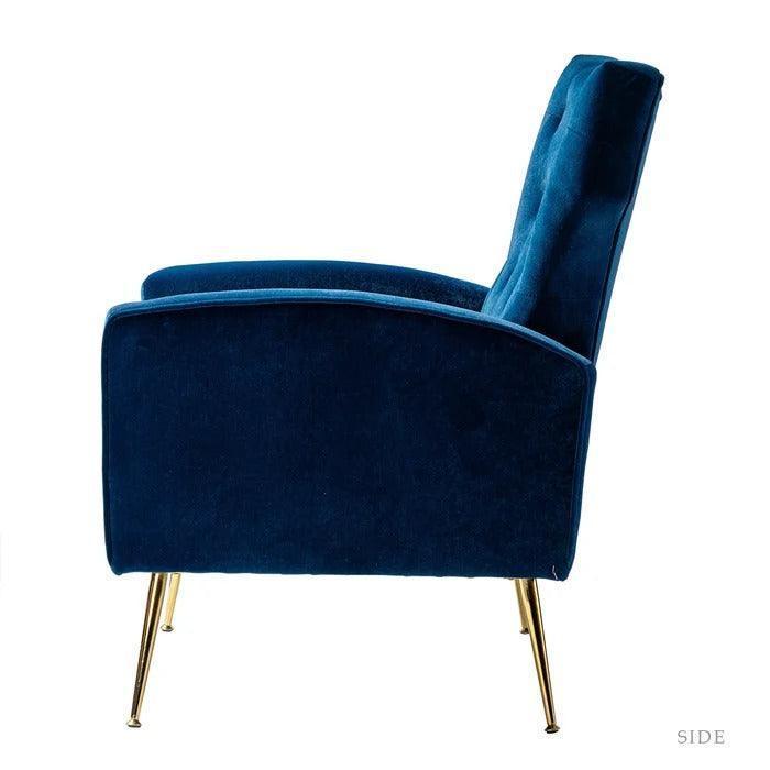 Stuffed Wide Tufted Velvet Wingback Chair for Living Room (Golden Metal Legs) - Wooden Twist UAE