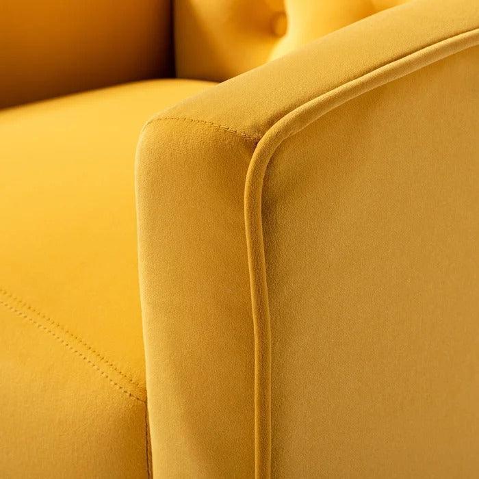 Stuffed Wide Tufted Velvet Wingback Chair for Living Room (Golden Metal Legs) - Wooden Twist UAE